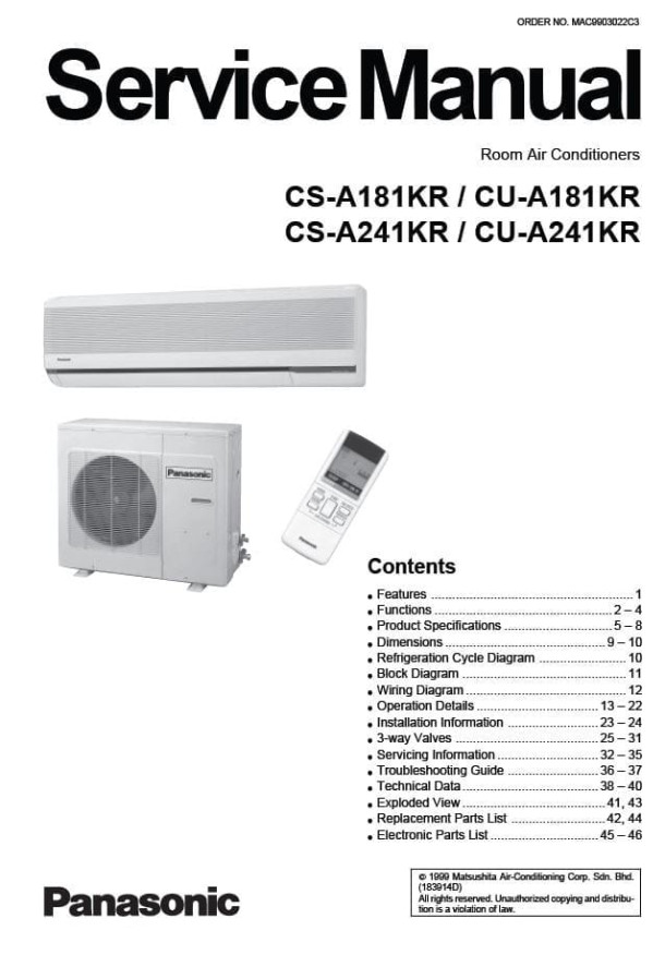 CS-A181KR, CS-A241KR, CU-A181KR, CU-A241KR